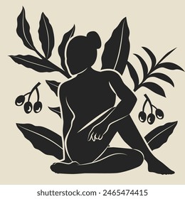 Simple and Elegant Woman Yoga Silhouette Illustration