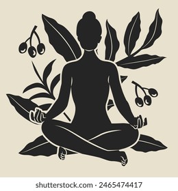 Simple and Elegant Woman Yoga Silhouette Illustration