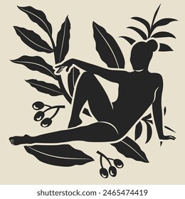 Simple and Elegant Woman Yoga Silhouette Illustration