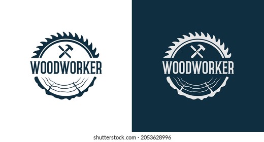 simple and elegant woodworker logo set