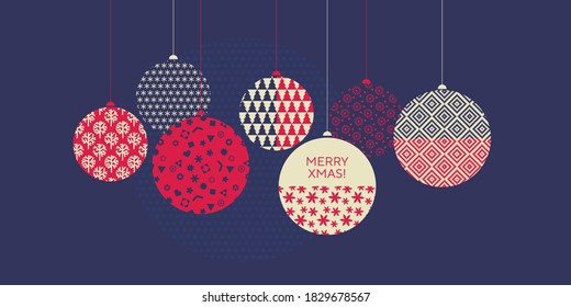 Simple elegant xmas tree decoration design elements for card, header, invitation, poster, social media, post publication. Minimal Christmas greetings for web and print.
