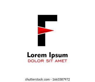 Simple and elegent letter F logo design with triangle isolated red color
