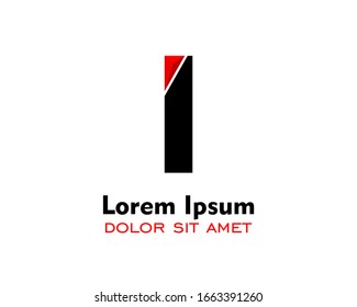Simple and elegent letter I logo design with triangle isolated red color