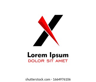 Simple and elegent letter X logo design with triangle isolated red color