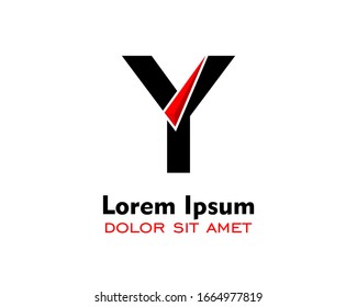 Simple and elegent letter Y logo design with triangle isolated red color