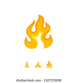 Simple element of burning fire flame icon with wavy tongues isolated on white