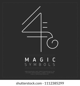 Simple element of esoteric enigmatic symbol with white lines on gray