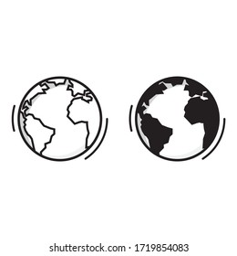 Simple element globe planet. Earth sign. World symbol. Thin line icon on white background. Vector illustration.