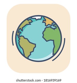 Simple element globe planet. Earth sign. World symbol. Thin line icon on white background. Vector illustration.