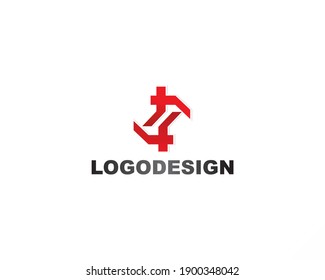 simple element identity logo icon and red line color shape design concept