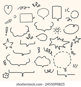 Simple elements set with illustration style doodle and line art