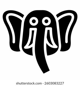 Simple elephant icon, black and white color, minimalist design, suitable for logo or symbol.