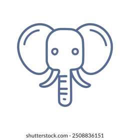 Simples ilustração de arte de linha de elefante. Uma ilustração artística básica de uma cabeça de elefante. A simplicidade do design enfatiza a força e a sabedoria pelas quais os elefantes são conhecidos.