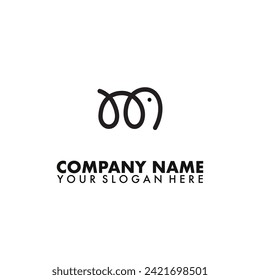 Simple Elephant line logo design vector.