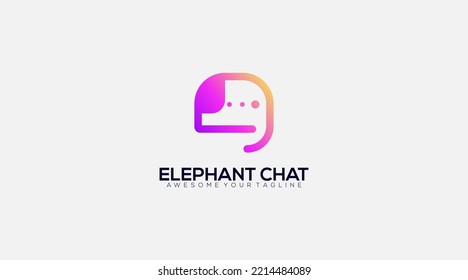 simple elephant logo design combination with chat symbol