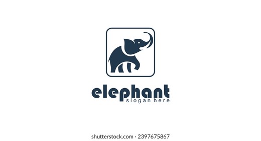 Simple elephant logo design with modern concept| head elephant| premium vector