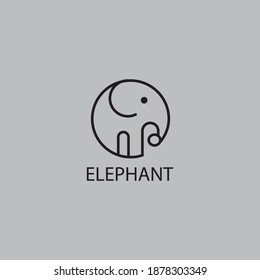 simple elephant logo line illustration vector design template sign symbol