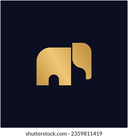 Simple elephant logo silhouette. gold in color