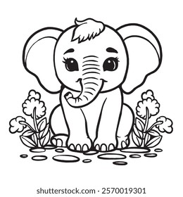 Simple Elephant Outline for Children’s Coloring Fun