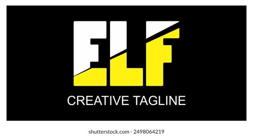 simple logo de la letra ELF, diseño libre, concepto amarillo. 