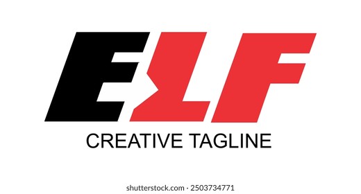 Vector de texto ELF simple, rojo y blanco, diseño libre.