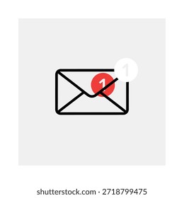 Icono de correo electrónico simple con una insignia de notificación roja que indica mensajes no leídos