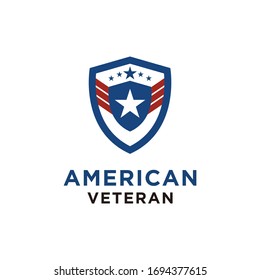 emblema simple veterano americano escudo patriótico logo nacional vectorial