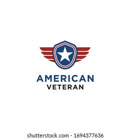 emblema simple veterano americano escudo patriótico logo nacional vectorial