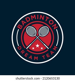 simple emblem patch badminton sport logo template