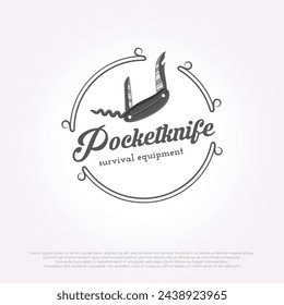 Einfaches Emblem Penmesser Logo Icon Vektor Design Vintage Illustration