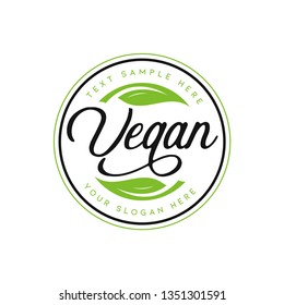 Simple emblem Vegan logo design template - vector
