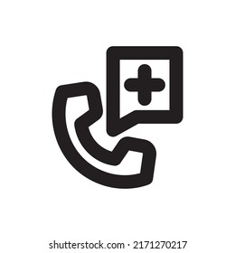 Simple emergency call icon, Vector outline icon on white background.
