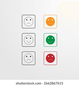 Simples Emoji Faces Em Grade Mostrando Feliz Neutro E Triste Expressões Para Sistemas De Feedback