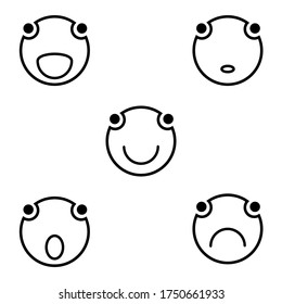 Simple emoji or stickers with a round shape with eyes on the round eyelids on the outside that at first glance look like a frog