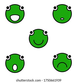 Simple emoji or stickers with a round shape with eyes on the round eyelids on the outside that at first glance look like a frog