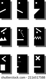 Simple emote icons of Rectangle. Simple Facial expressions Icon. Smile. Sad. Laugh. Angry. Cry. Nervous. Scream. Shy. Die. 