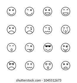 Smileys Faces Flat Line Vector Icons Stock Vector (Royalty Free) 509835619