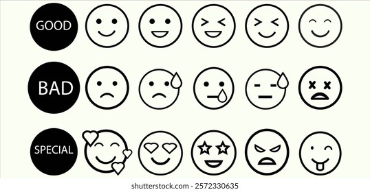 Simple emotional expression face icon set design