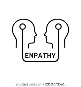 simple empathy icon with human heads. flat stroke minimal care logotype graphic lineart art design isolated on white background. concept of support therapy or psychoanalysis and sympathy for people