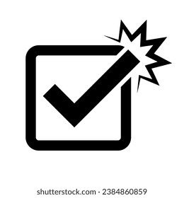Simple emphasis check box icon. Important point. Vector.