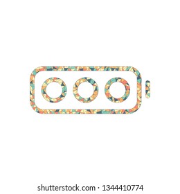 Simple empty battery, none level. Colored mosaic with polygons