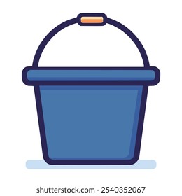 simple empty blue bucket flat color style vector illustration template design