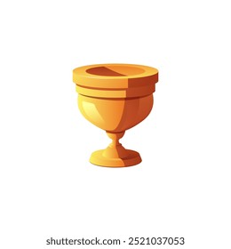 Simple empty golden cup isolated on white background. Trophy, award. Winning the competition. Prize. Royal wine cup. Game element. Cartoon style. Vector illustration.