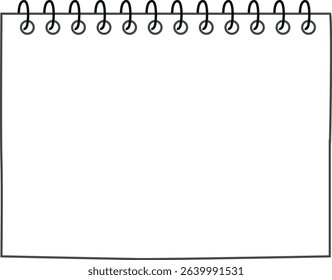 Simple empty sketchbook notebook vector illustration in black and white