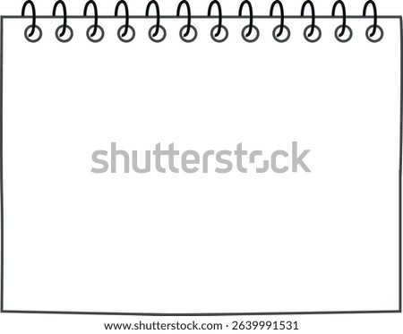 Simple empty sketchbook notebook vector illustration in black and white