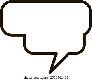 Simple, empty speech bubble with rounded corners and a pointed tip, symbolizing conversation, messaging, and the expression of thoughts or ideas