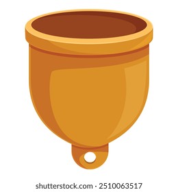Simple empty terracotta flower pot is hanging, ready for a plant to be placed inside