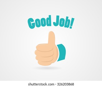 Simple encouraging illustration - contains words "good job" and thumb up