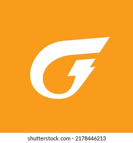 A simple and energetic letter G Lighting bolt Logo!