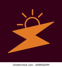 simple energy icon. sun and lightning bolt